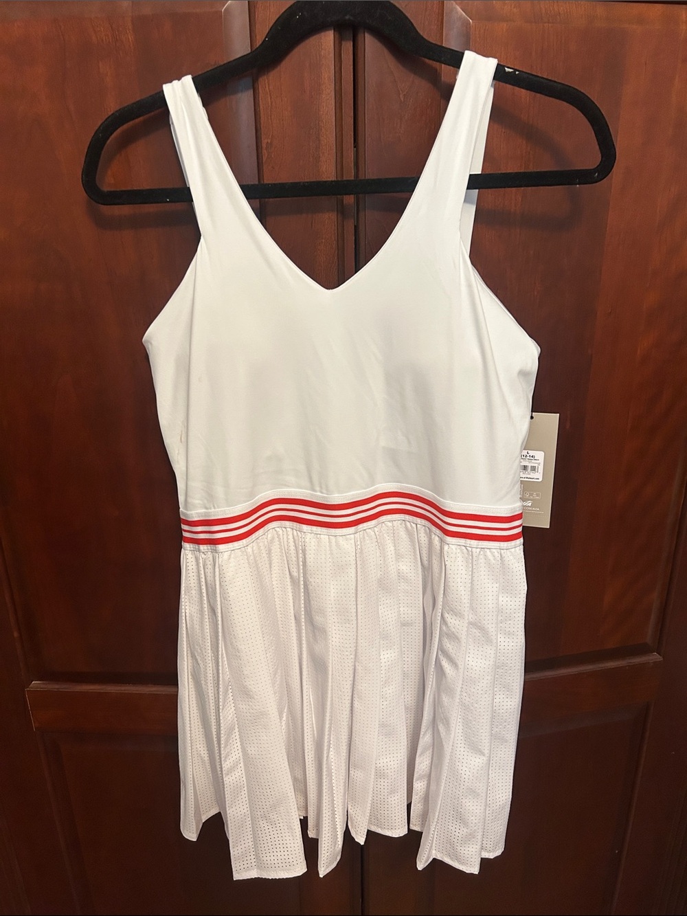 Avia White Tennis Dress with Red Stripe Waistband